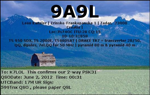 K7LOL ham radio QSL cards