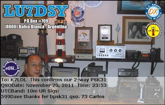 K7LOL ham radio QSL cards