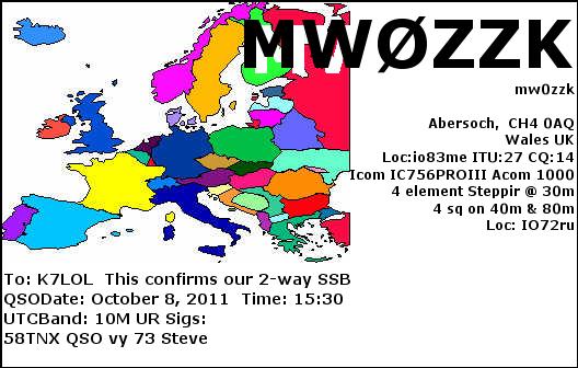 K7LOL ham radio QSL cards