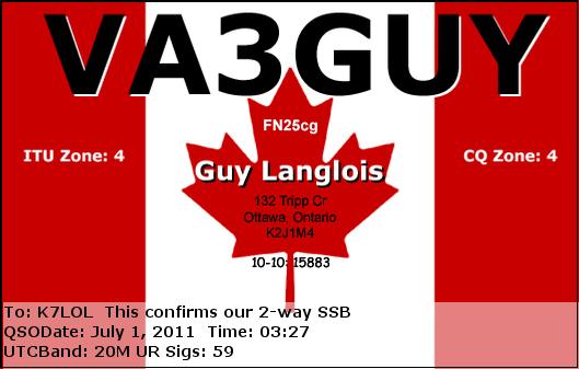 K7LOL ham radio QSL cards